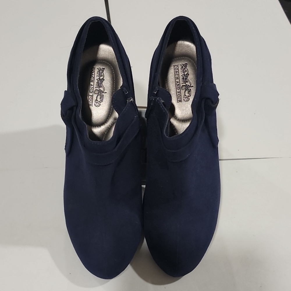 Coach and Four Navy Ankle Booties